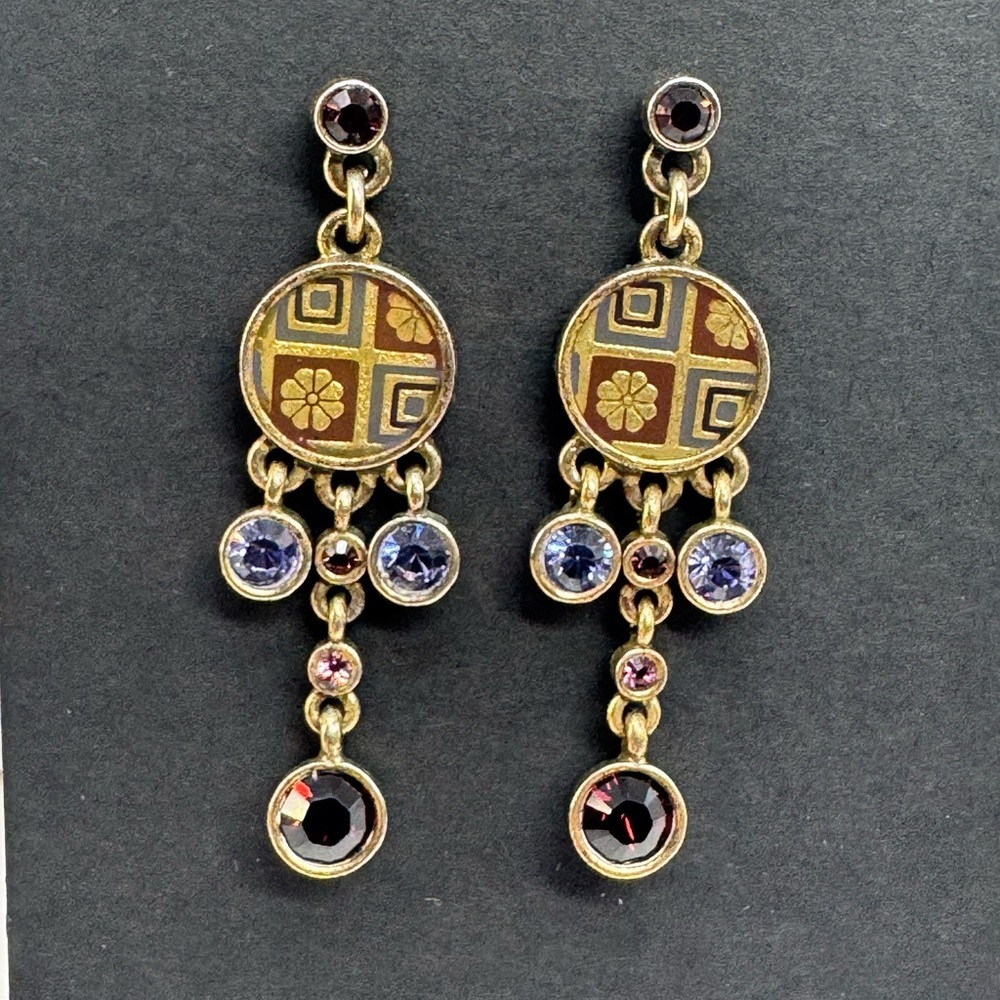 Pilgrim antiqued Gold and crystal Dangle Earrings
